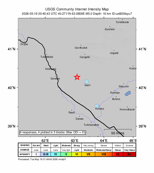usgs_gazli_map_sq Землетрясение под Газли, 2026. Карта Геологической службы США